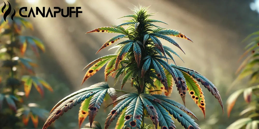 Rudos dėmės ant Cannabis lapų