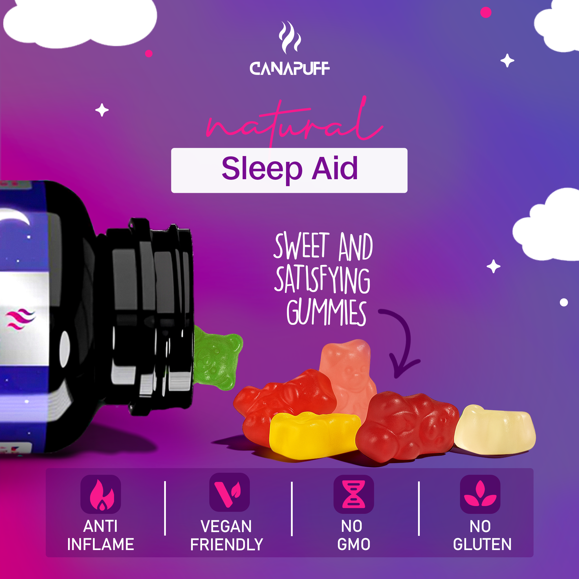 Melatonin+CBN Gummies - Raspberry-Canapuff