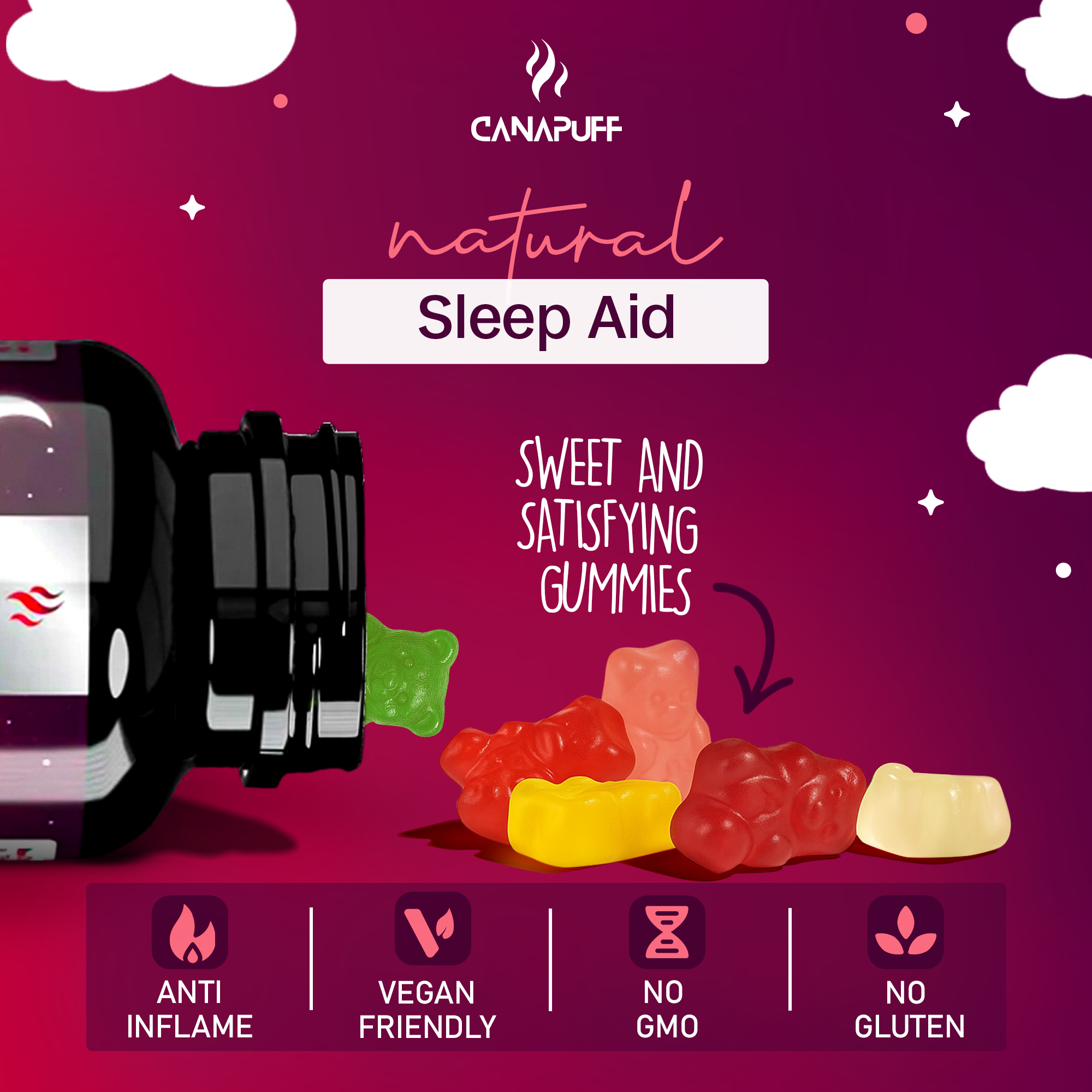 Melatonin+CBD Gumicukorkák - Cherry-Canapuff