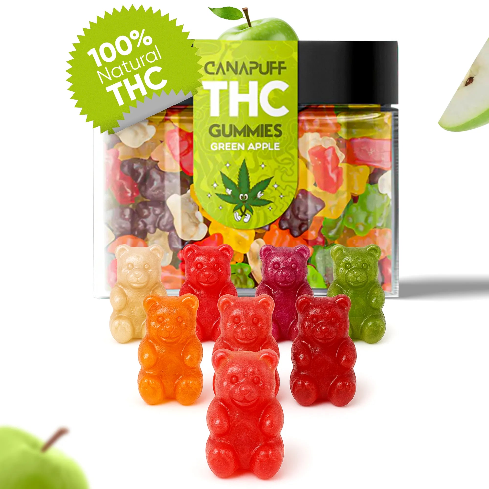 THC gumicukorkák Green Apple-Canapuff
