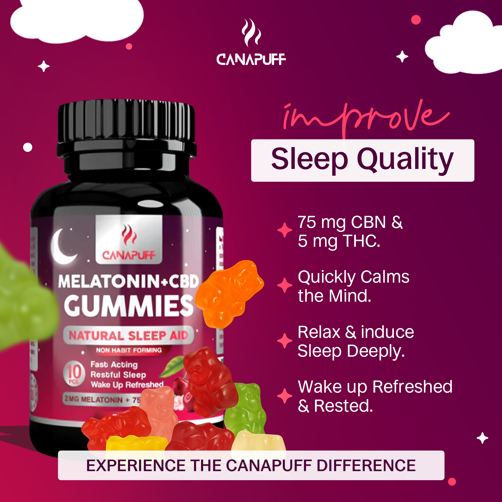 Melatonin+CBD Gumicukorkák - Cherry-Canapuff