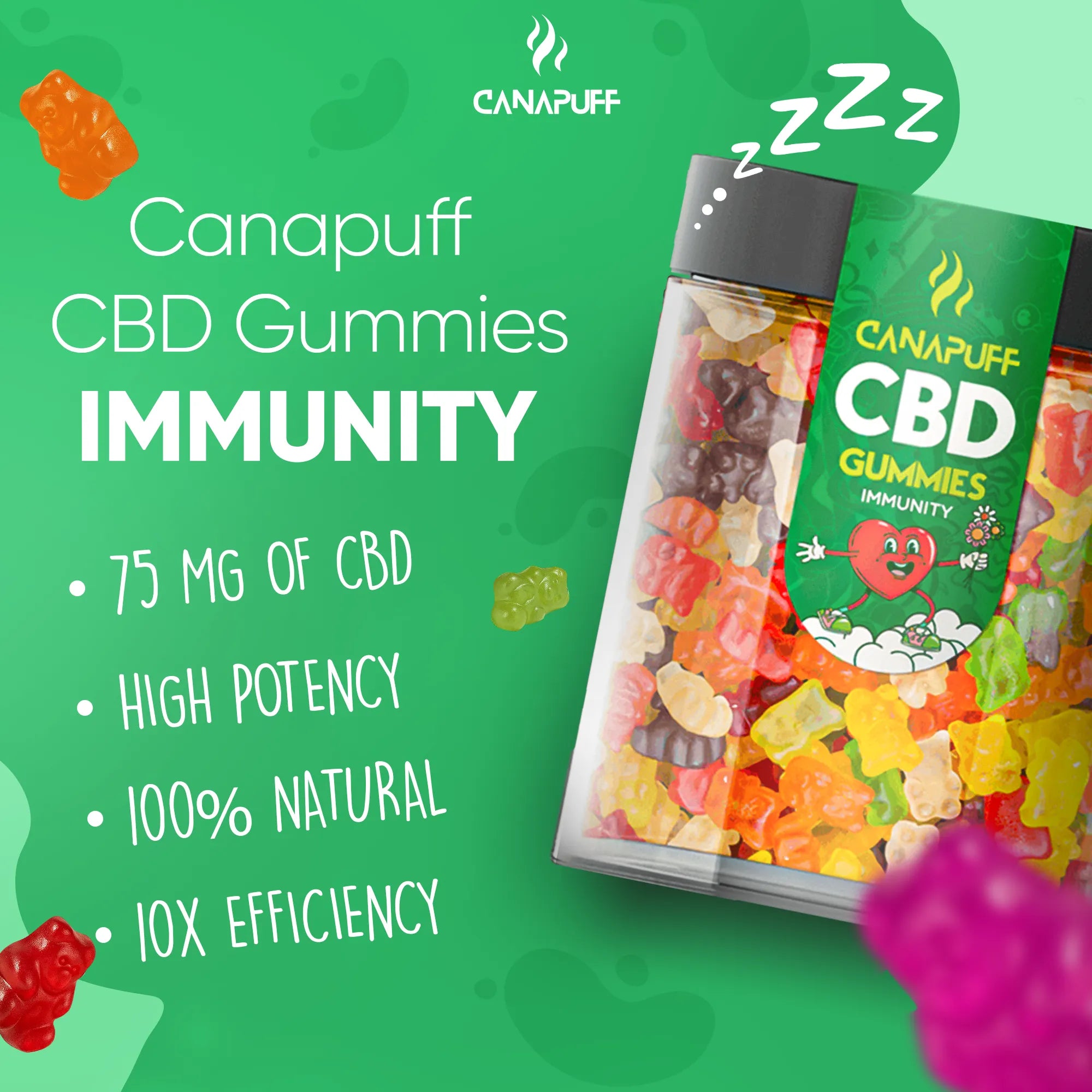 Canapuff - CBD-gumicukorkák - Immunity-Canapuff