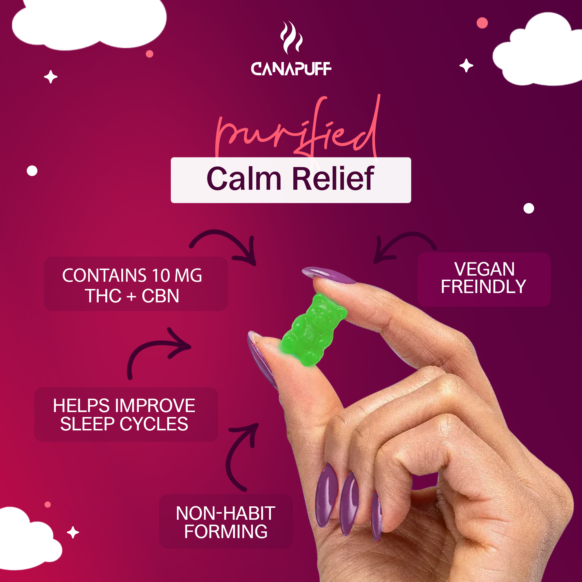 Melatonin+CBD Gumicukorkák - Cherry-Canapuff