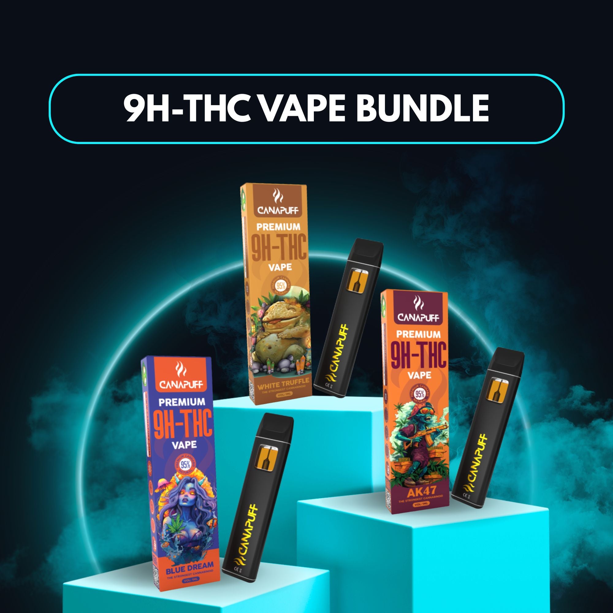 canapuff thc vape 9H-THC Vape Bundle 3x1ml – Strong & Smooth Hits