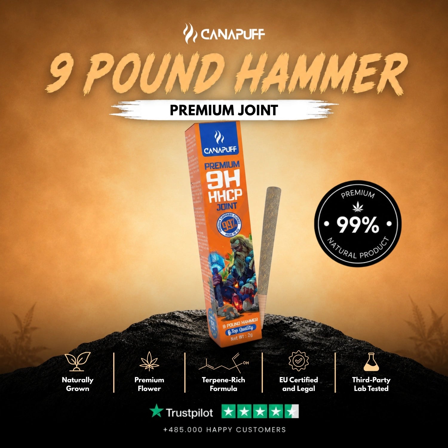 9H-HHCP Joint 9 Pound Hammer 99% 2g