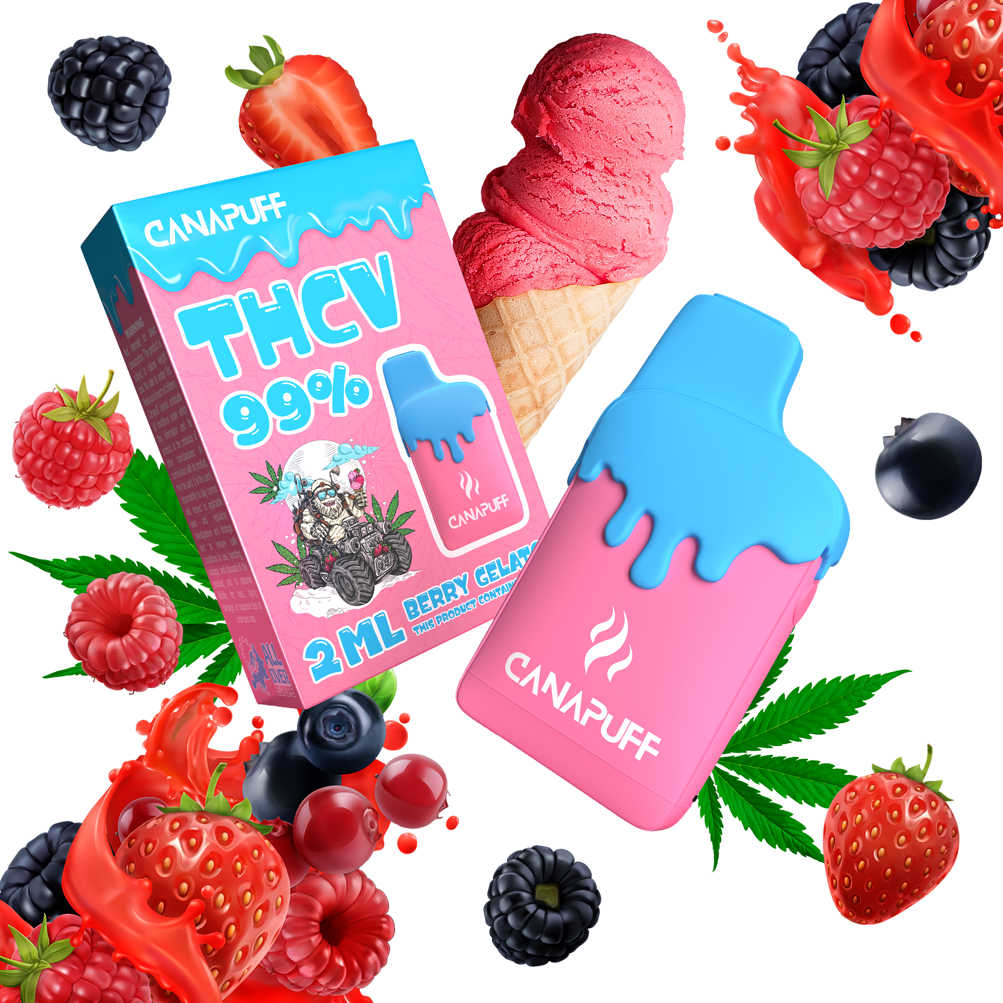 Berry Gelato 99% THCv - Canapuff - THC Vape - 2ml-Canapuff