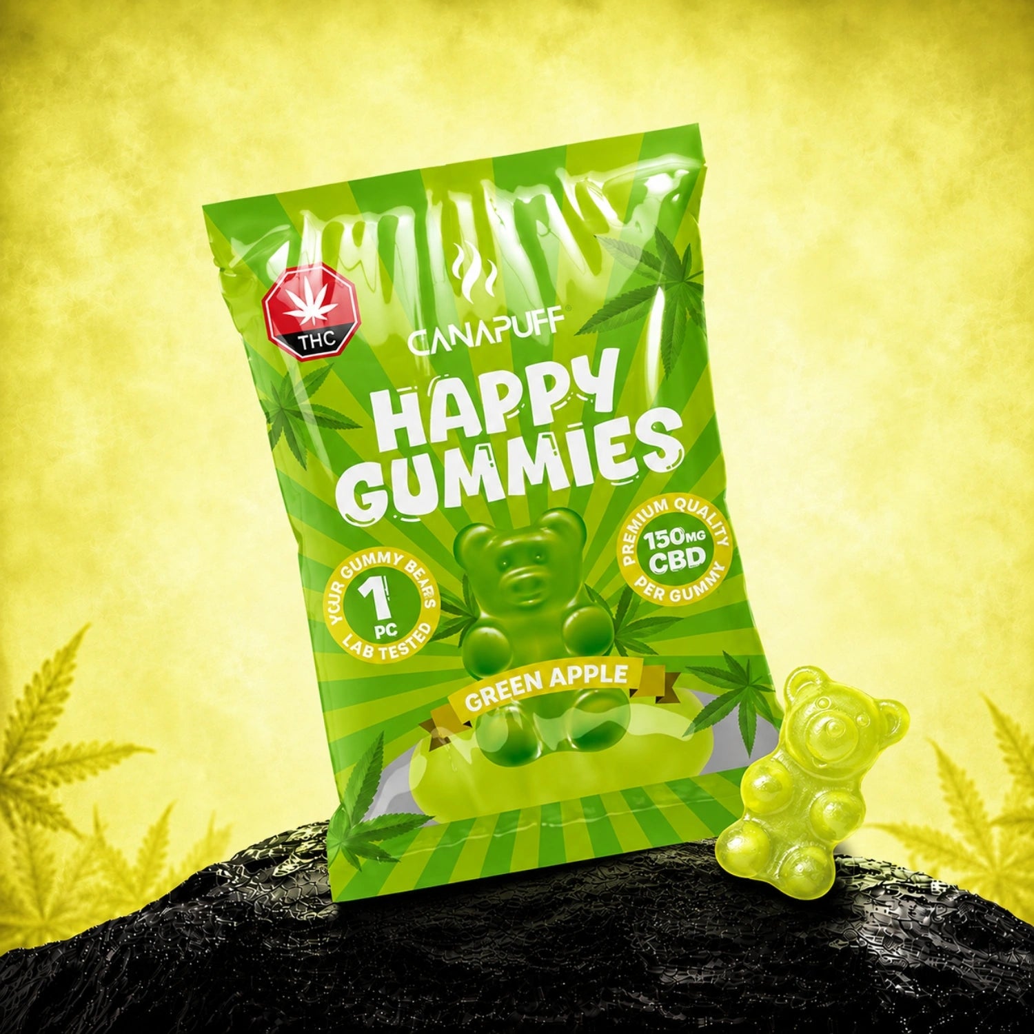 Canapuff CBD Gummies Green Apple 150 mg, 1 piece