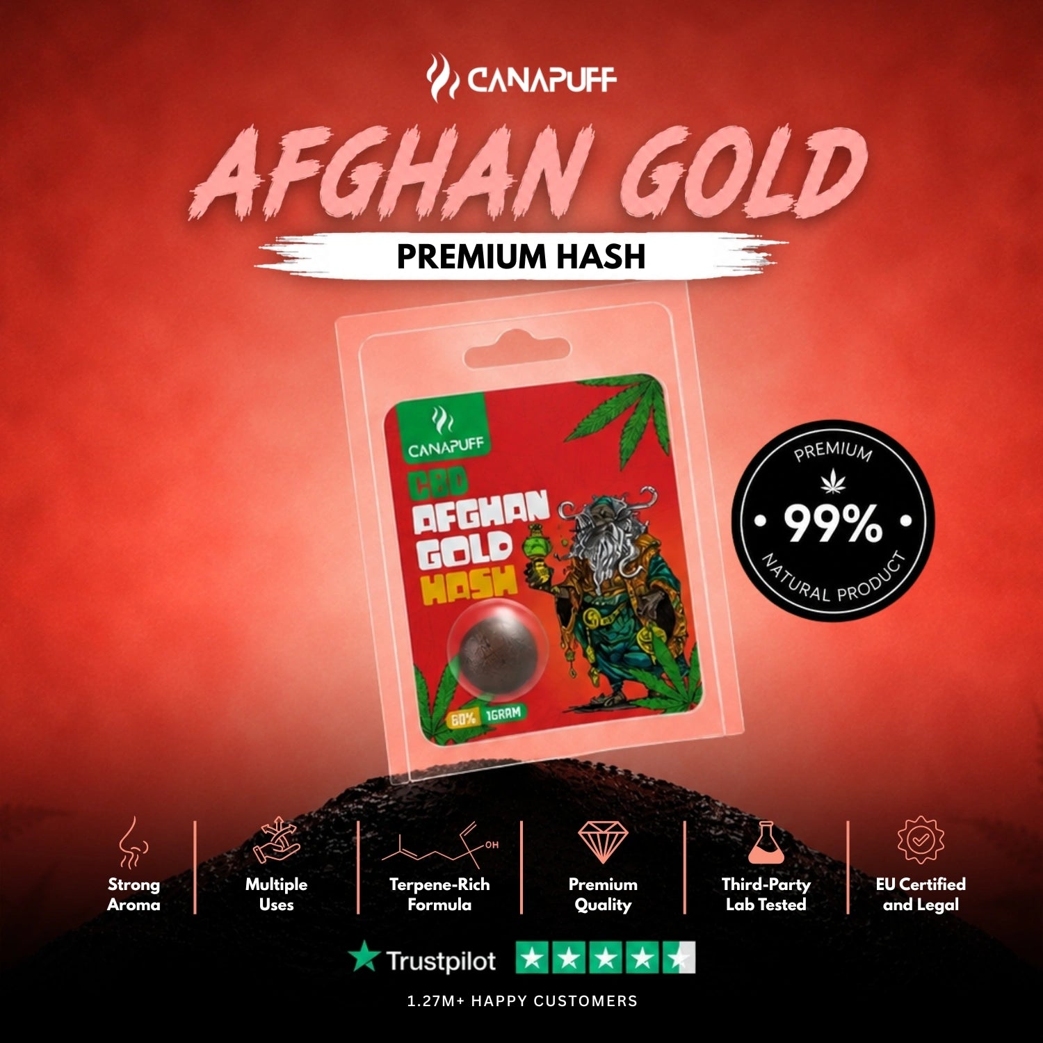 CBD Hashish Afghan Gold 60%