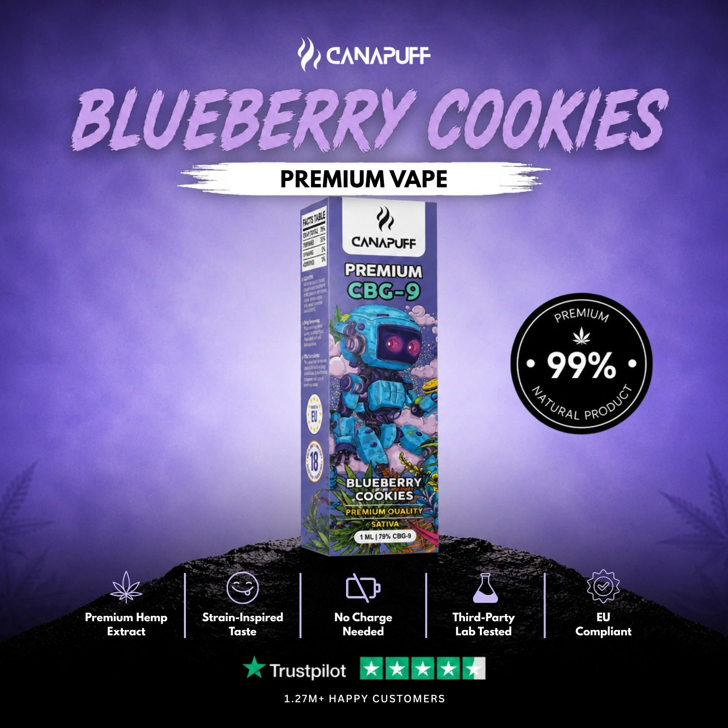 CBG9 Vape Blueberry Cookie 79% 1ml
