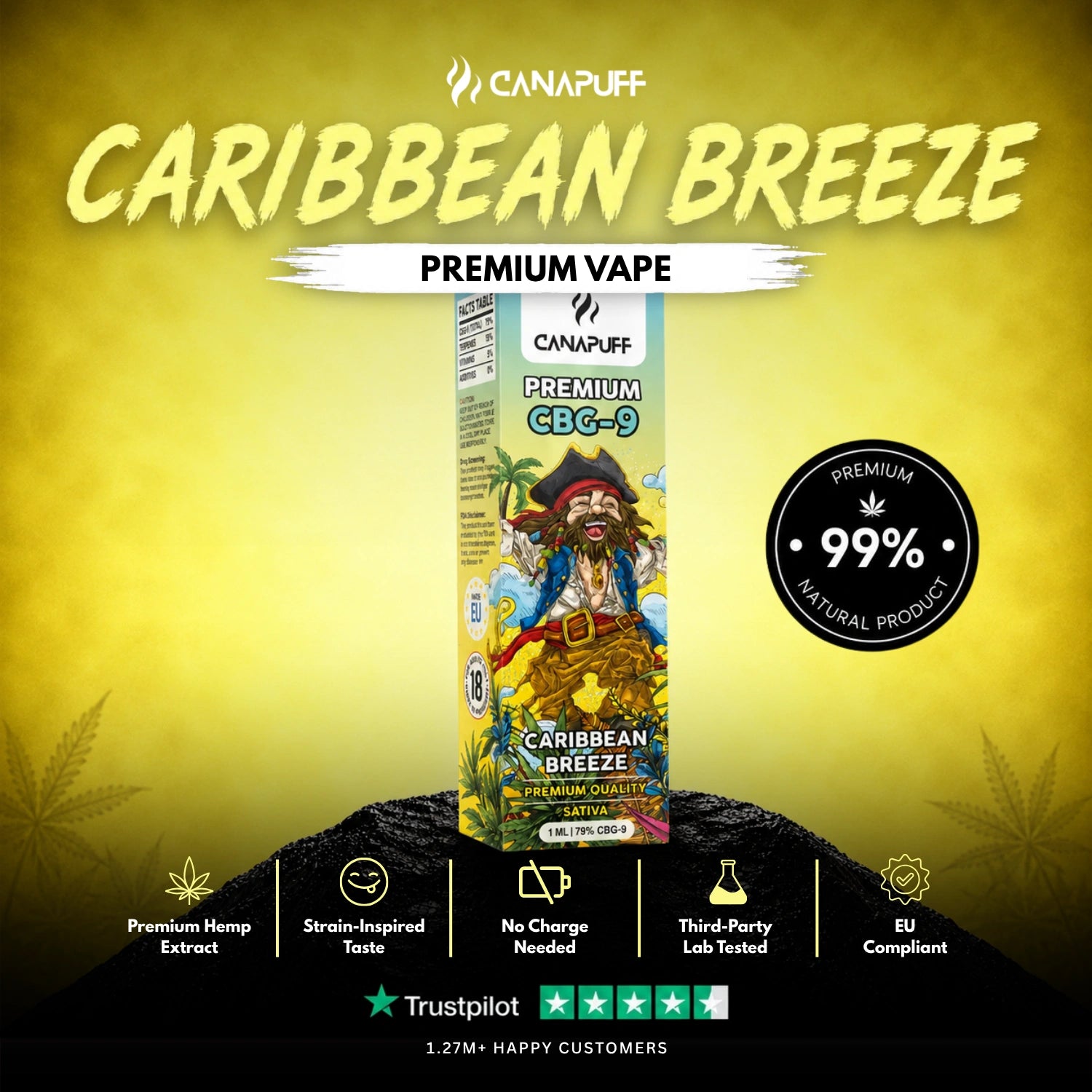 CBG9 Vape Caribbean Breeze 79% 1ml