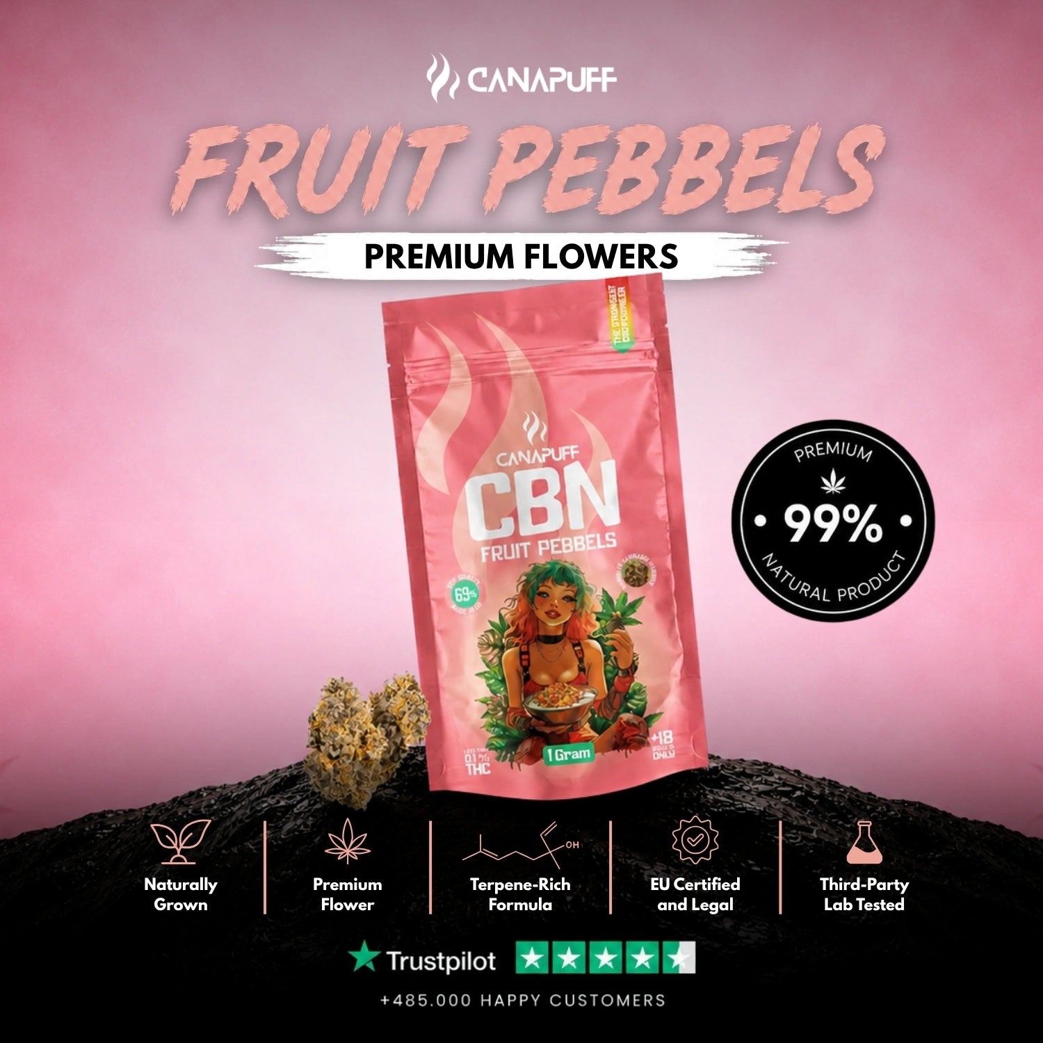 CBN Topskud Frugt Pebbels 69%