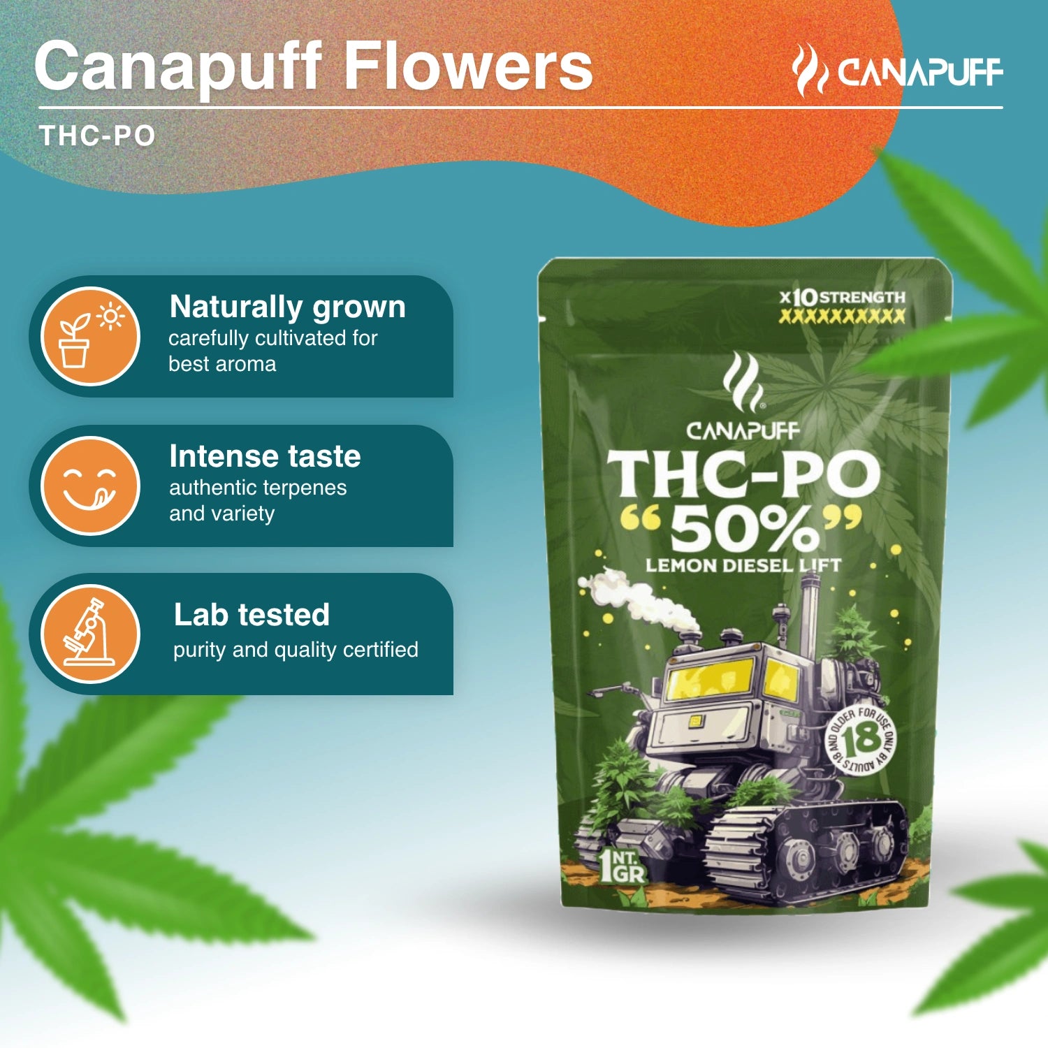 Lemon Diesel Lift 50% - THC-PO žiedai - Canapuff