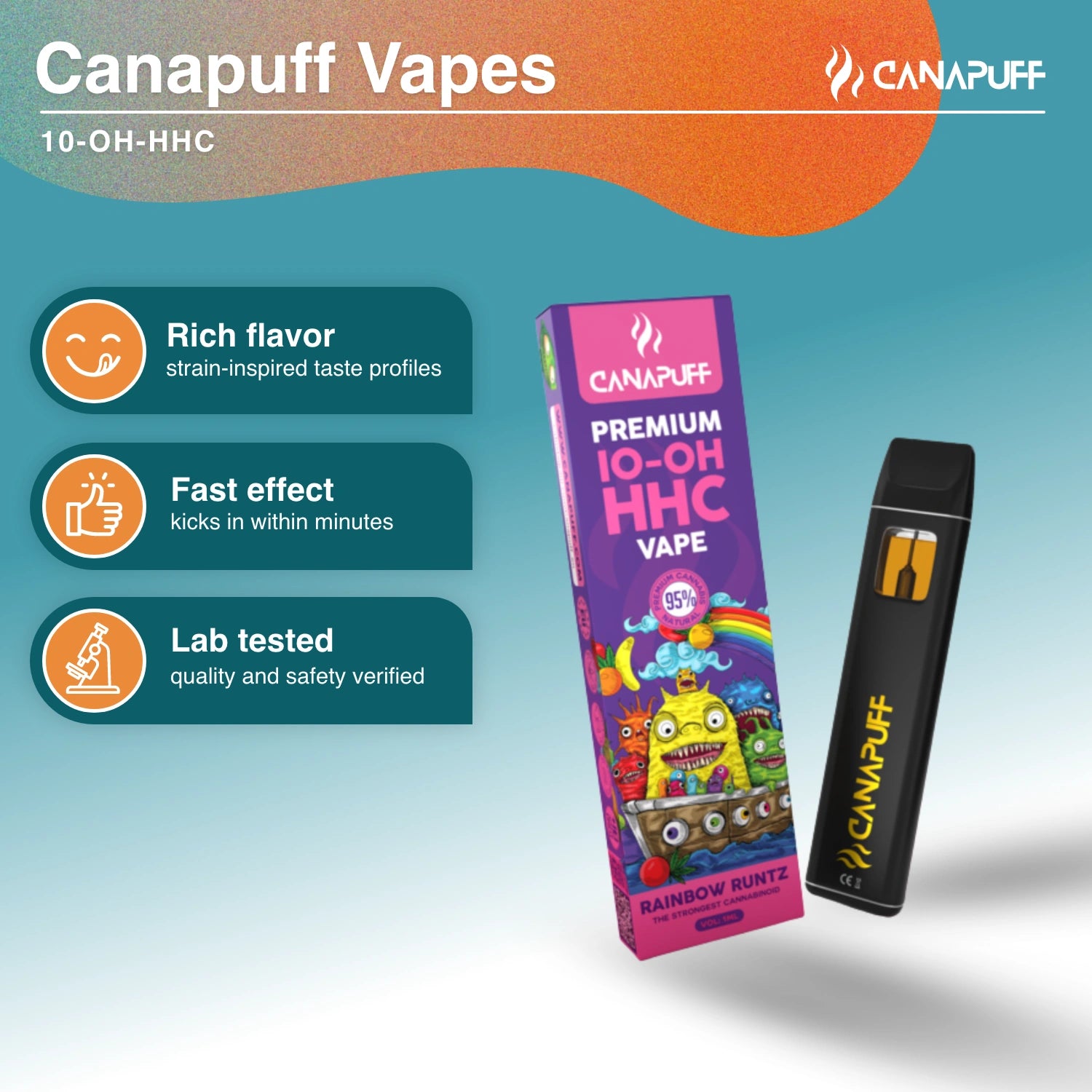 Rainbow Runtz 95% 10-OH-HHC - Vaper - 1ml - Canapuff