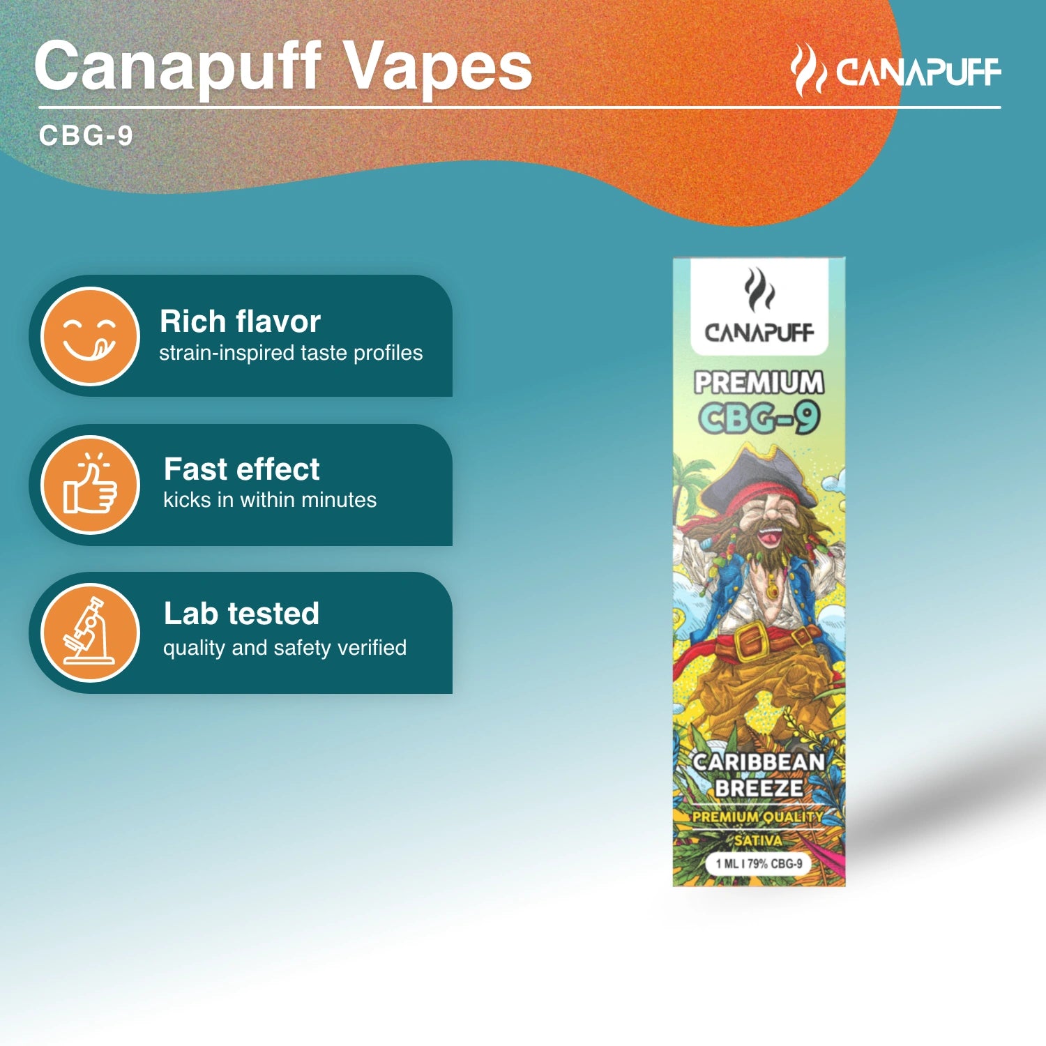 Karibų vėjas 79 % CBG9 - garinimo priemonė - 1 ml - Canapuff