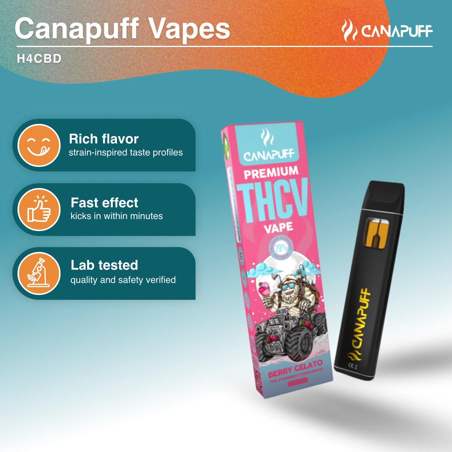 BERRY GELATO 79% THCv - Vape - 1ml - CanaPuff