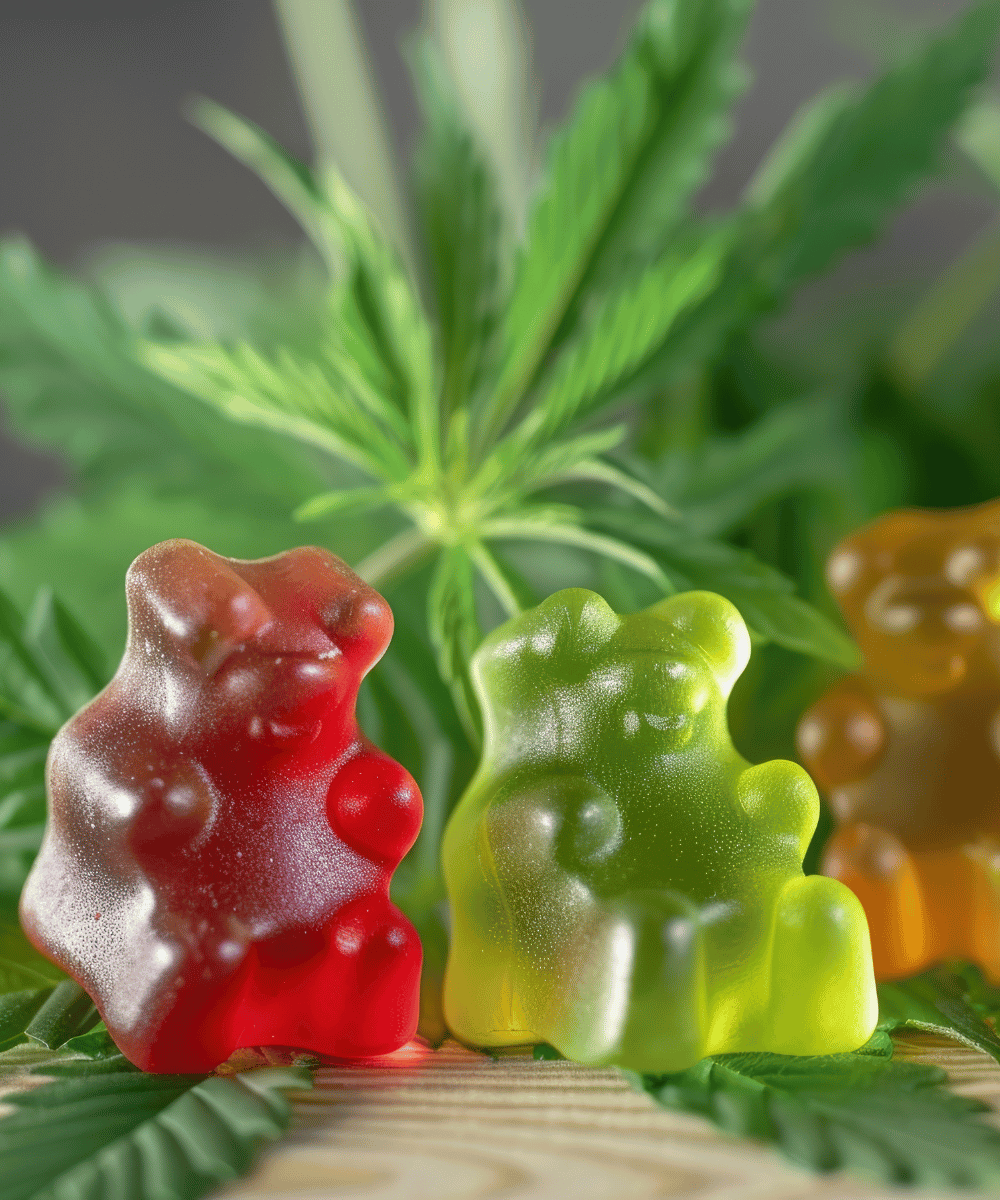 Jeleuri ursuleți cu frunze de Cannabis