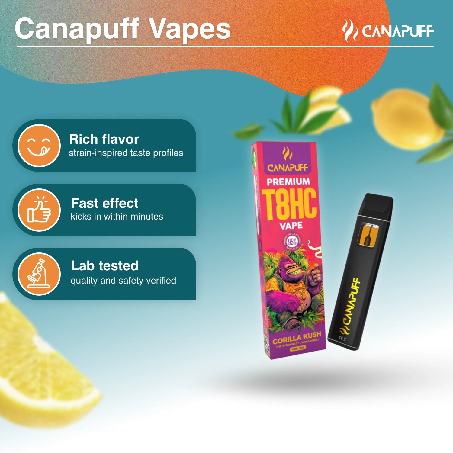 Gorilla Kush 95% T8HC - Vape - 1ml - Canapuff