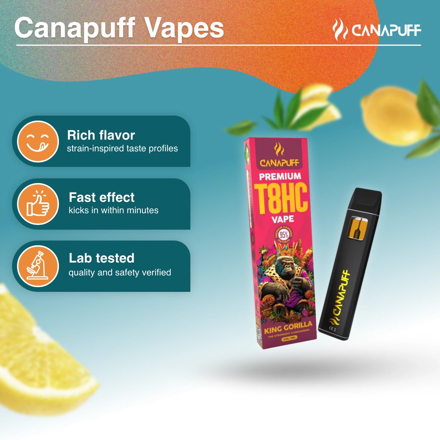 King Gorilla 95% T8HC - Vape - 1ml - Canapuff