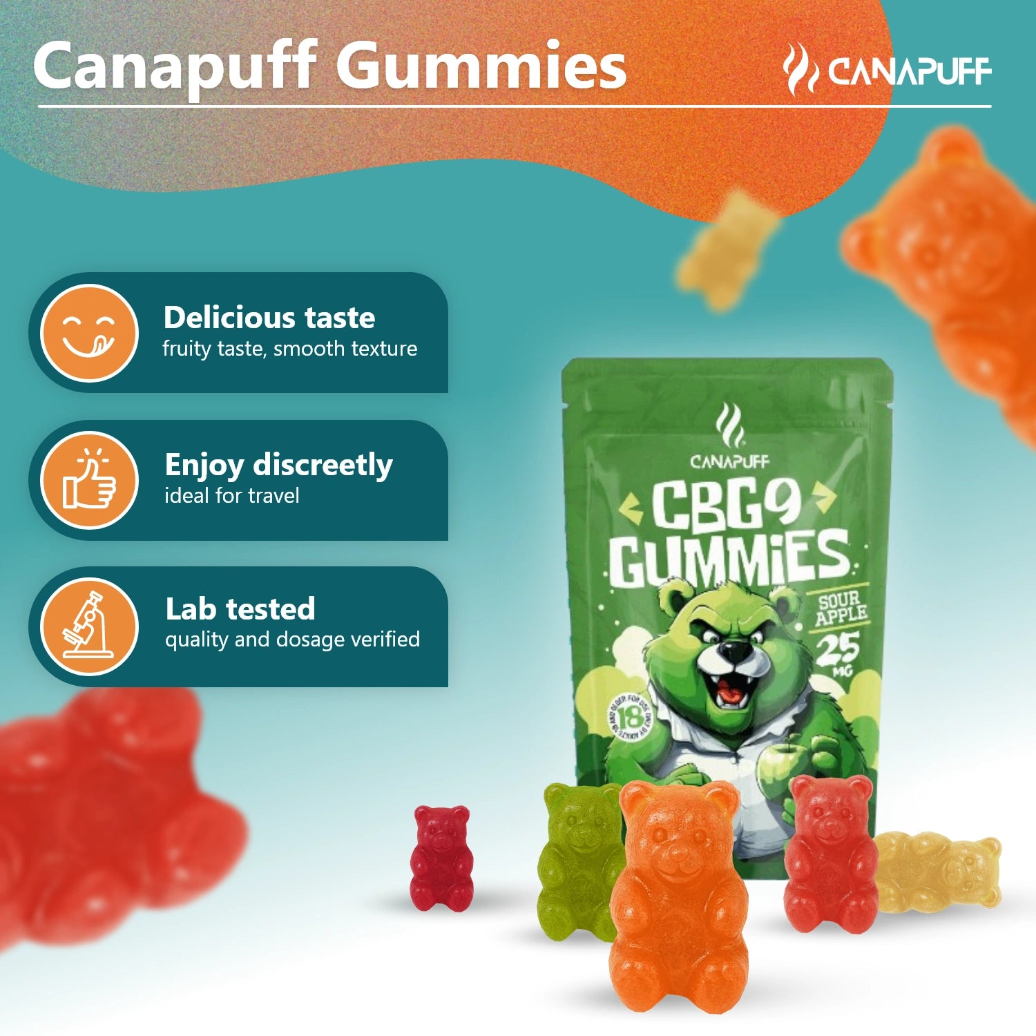 Canapuff - CBG9 Gummies - Mela acida