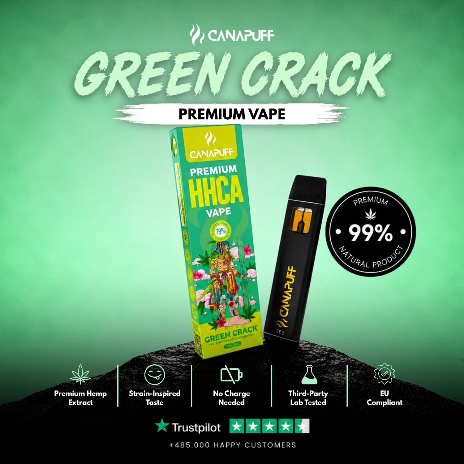 HHC-A Vape Green Crack 79% 1 ml