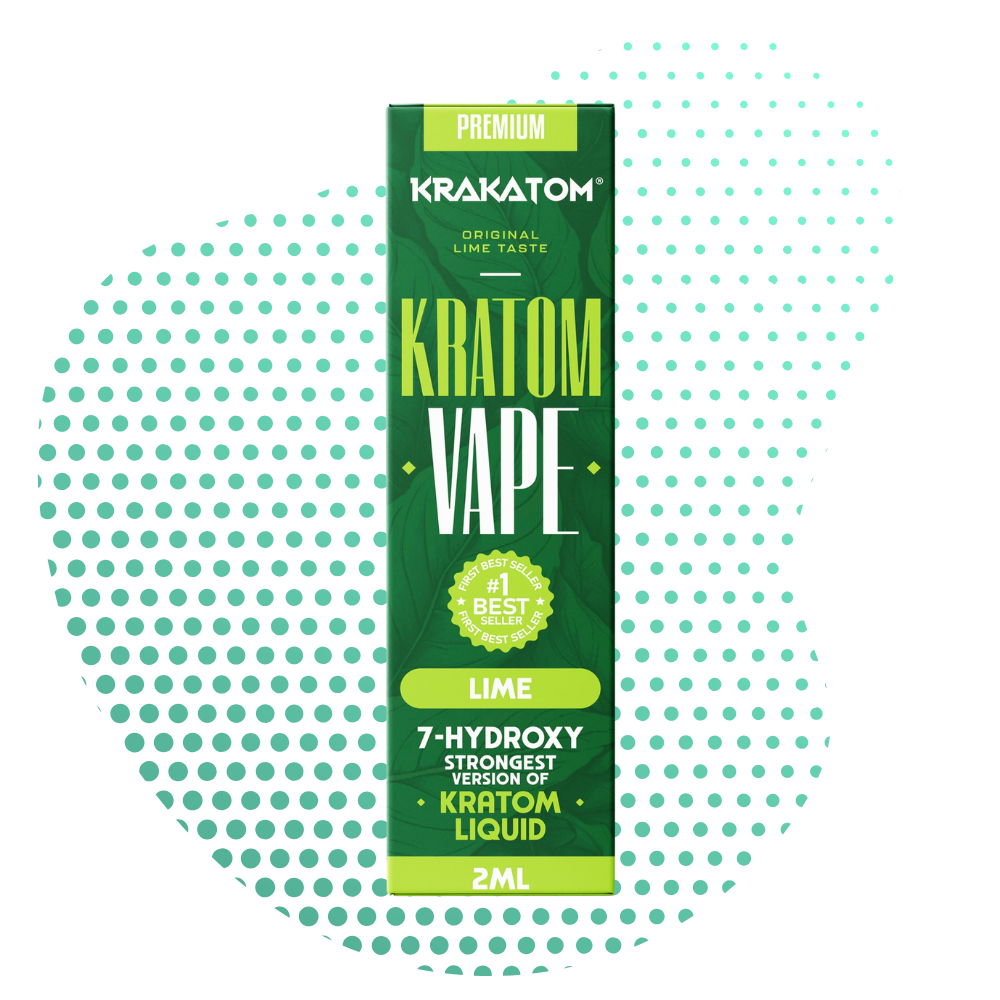 Συσκευασία Blue Kratom vape με κείμενο γεύσης λάιμ.