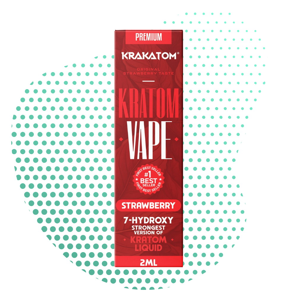 Συσκευασία Blue Kratom vape με κείμενο γεύσης φράουλα.