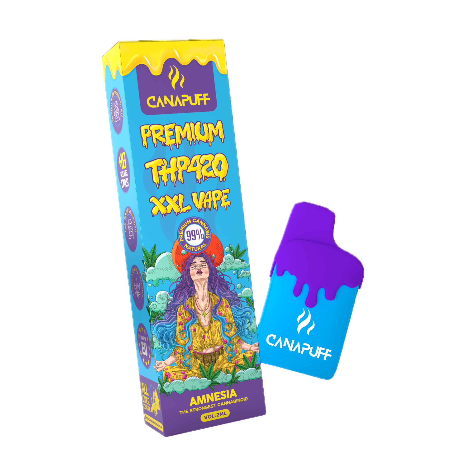 Amnesia THP420 Vape jetable | Canapuff 99 % pur - 2 ml Amnesia THP420 Vape jetable | Canapuff 99 % pur - 2 ml
