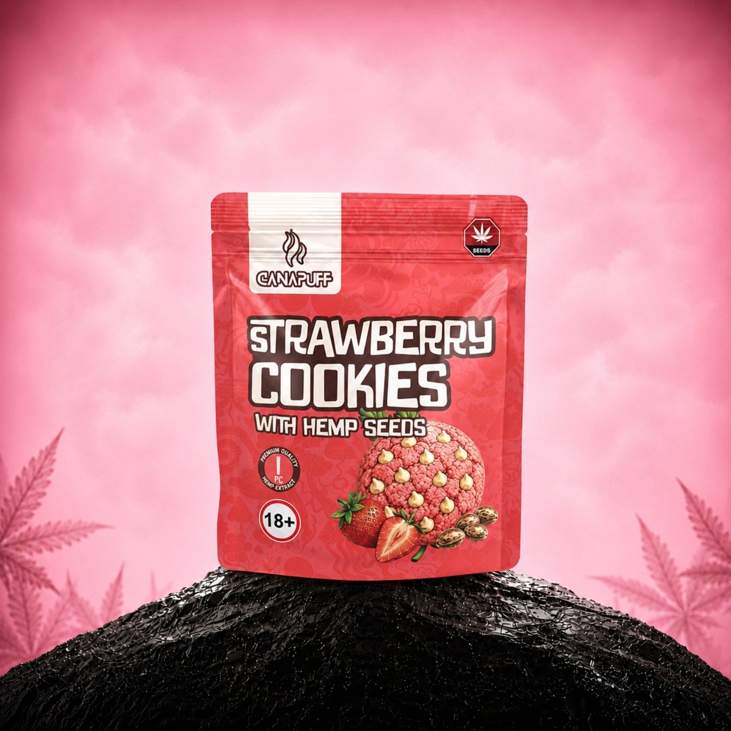 Strawberry Cookies med hampafrön