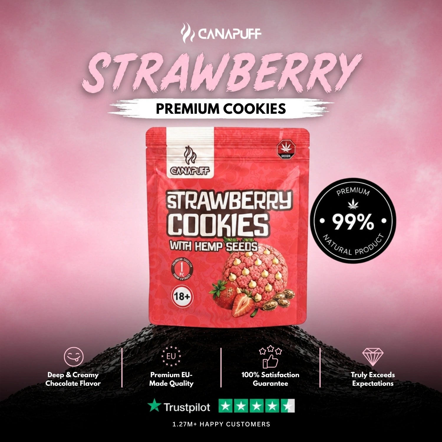 Strawberry Cookies cu semințe de cânepă