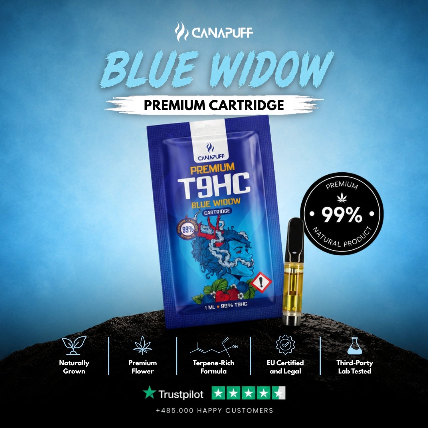 T9HC Cartridge Blue Widow 99%
