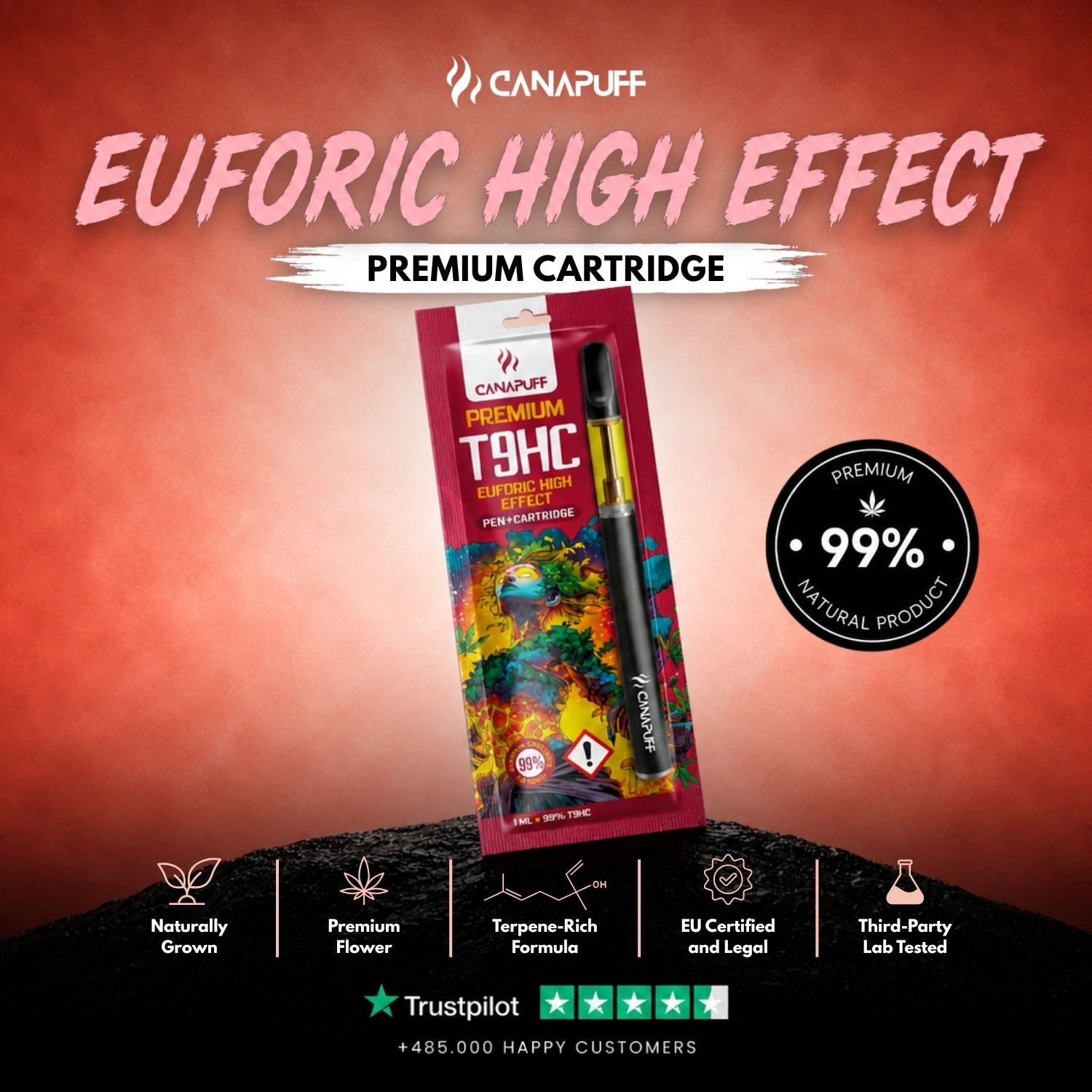 T9HC Vape Pen + Cartucho Euforic 99%