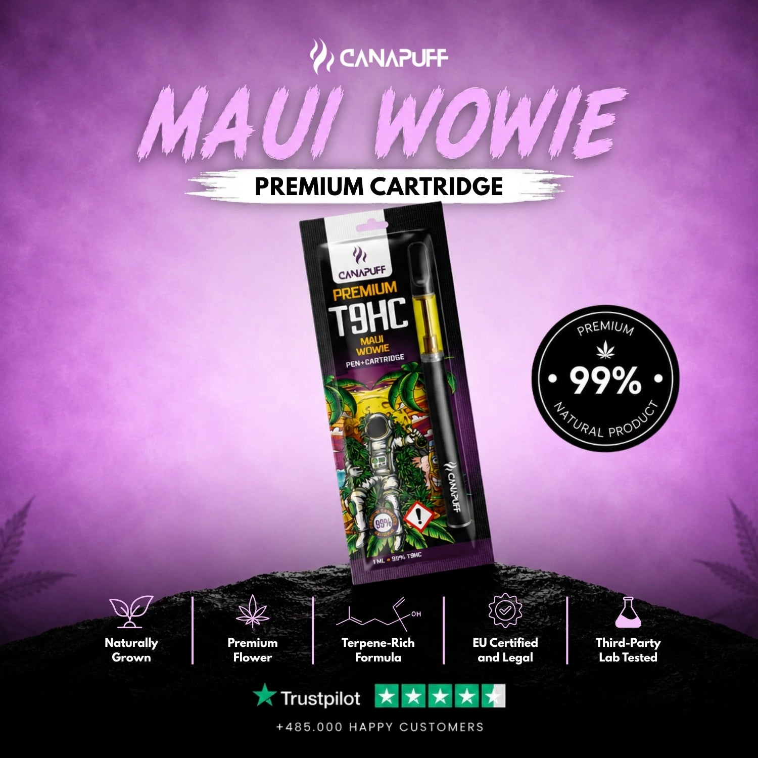 T9HC Vape Pen+Cartucho Maui Wowie 99%
