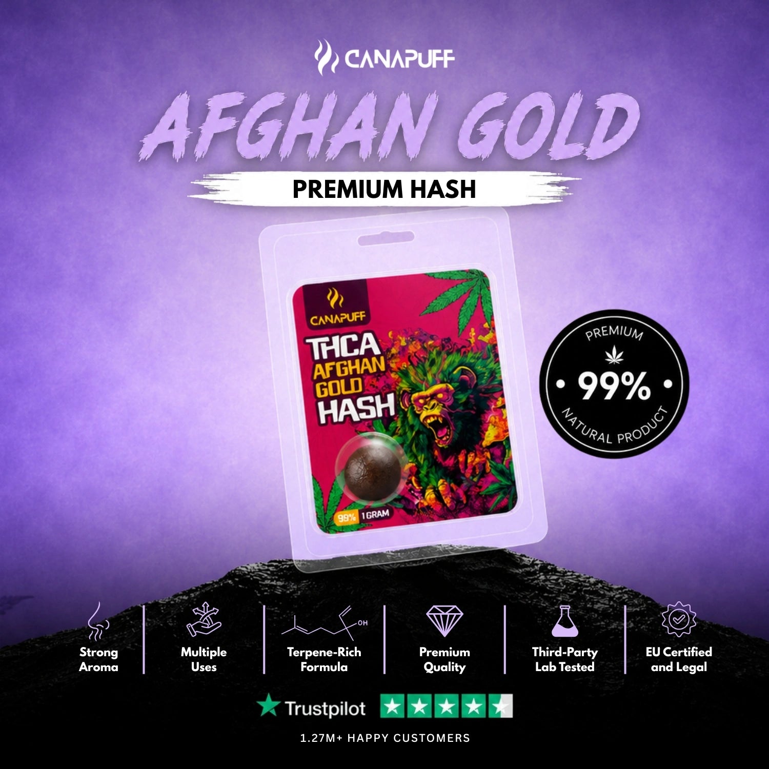 THCA Hashish Afghan Gold 99% 1g