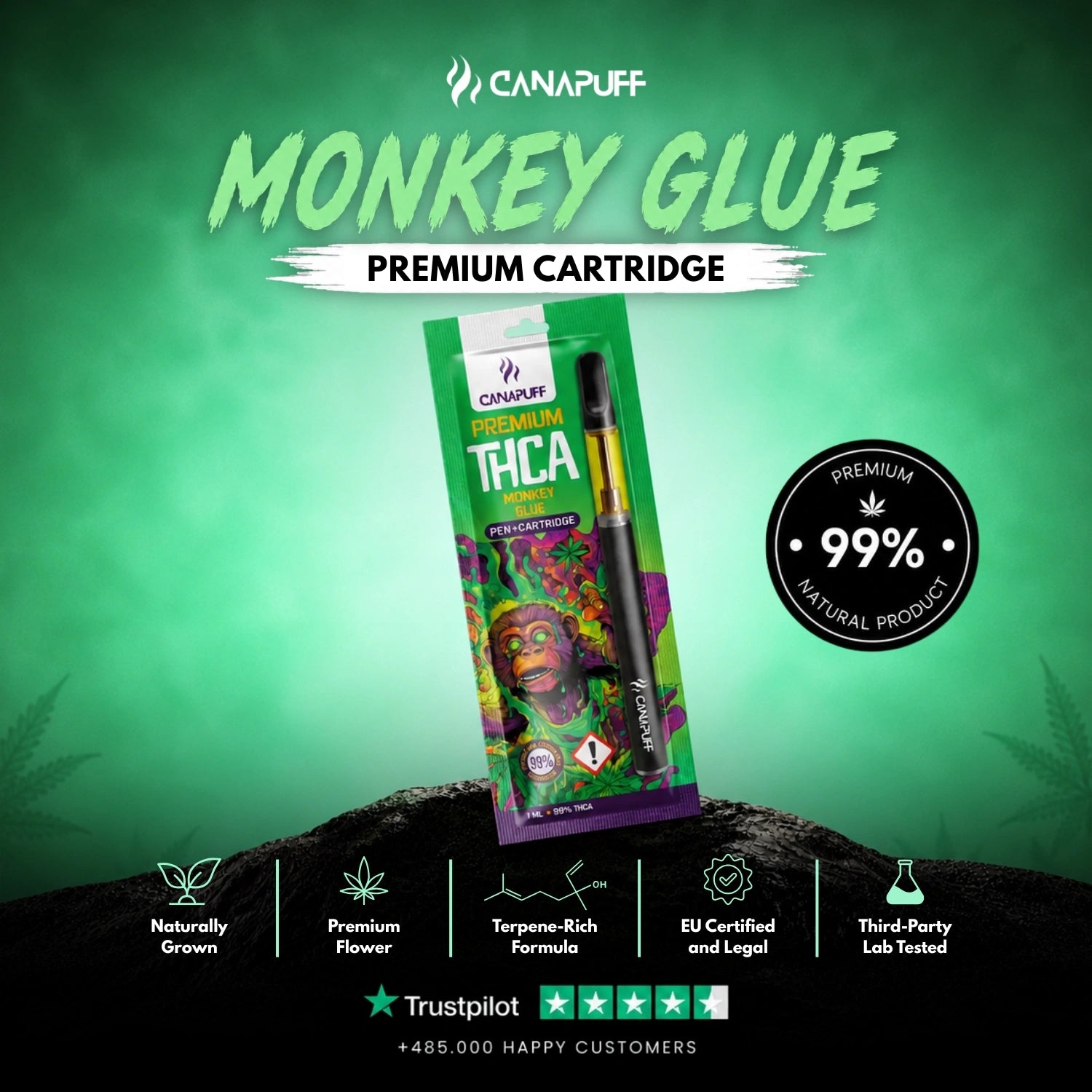 THCA Pen+patron Monkey Glue 99%