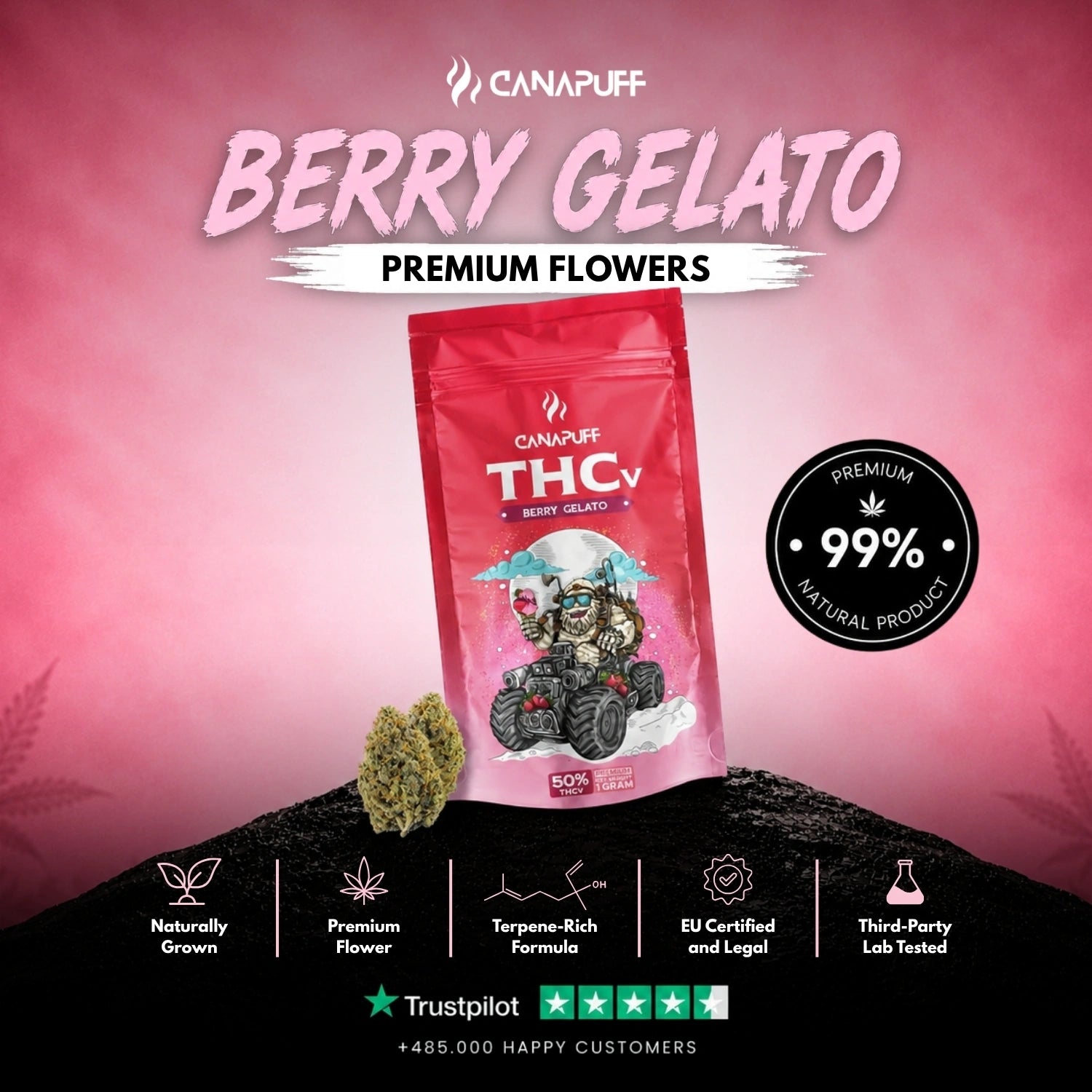 THCv Květy Berry Gelato 50%