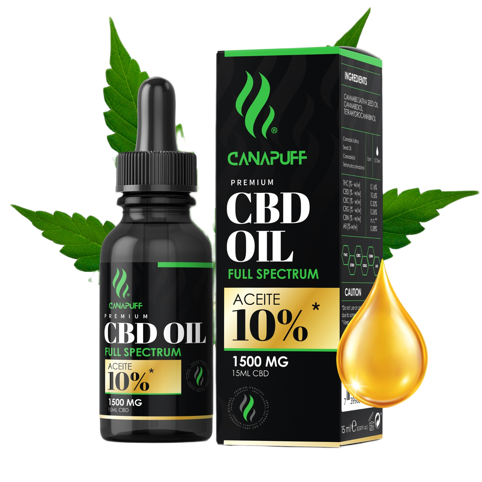 CBD Huile Spectre complet 10 % 15 ml