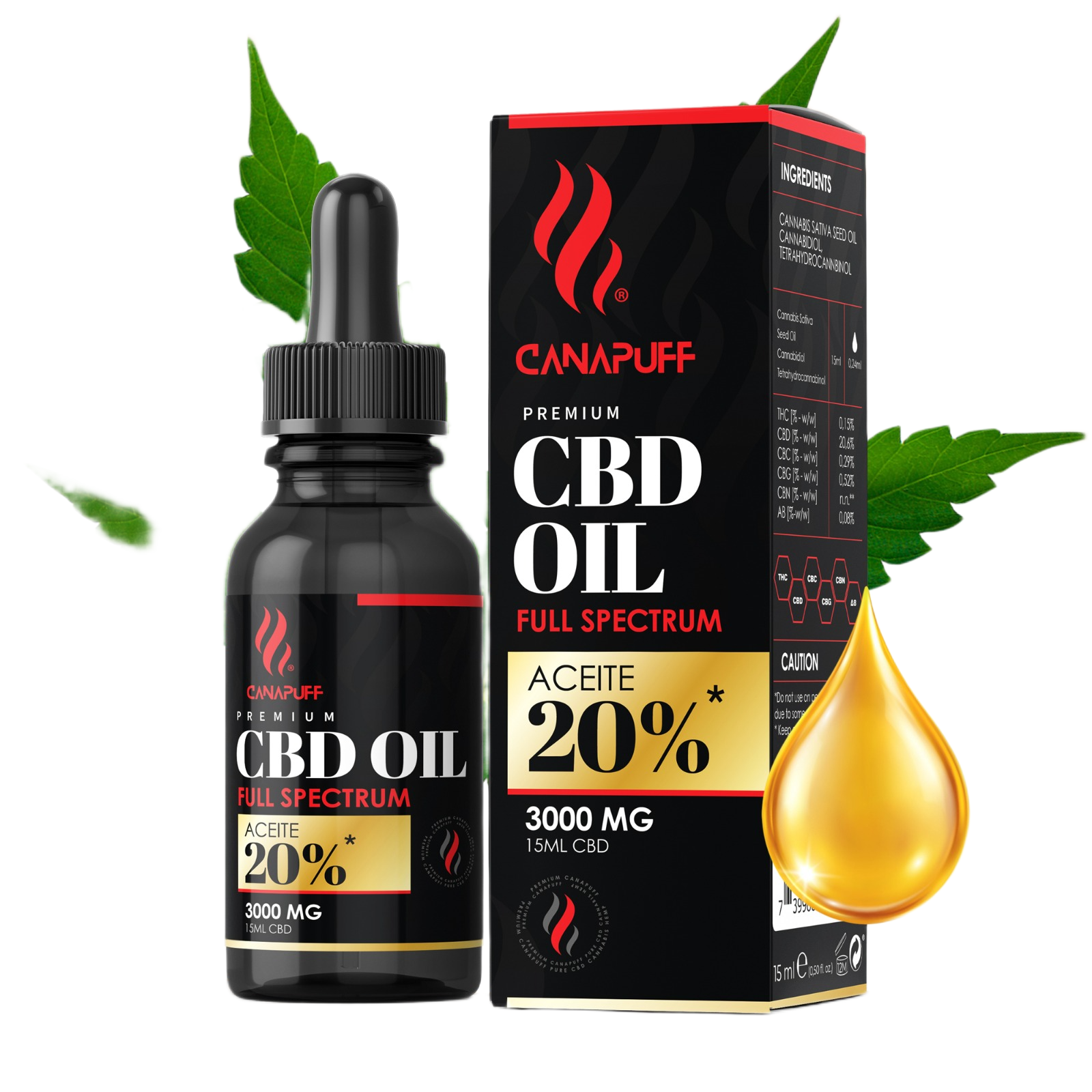 CBD Huile Spectre complet 20 % 15 ml