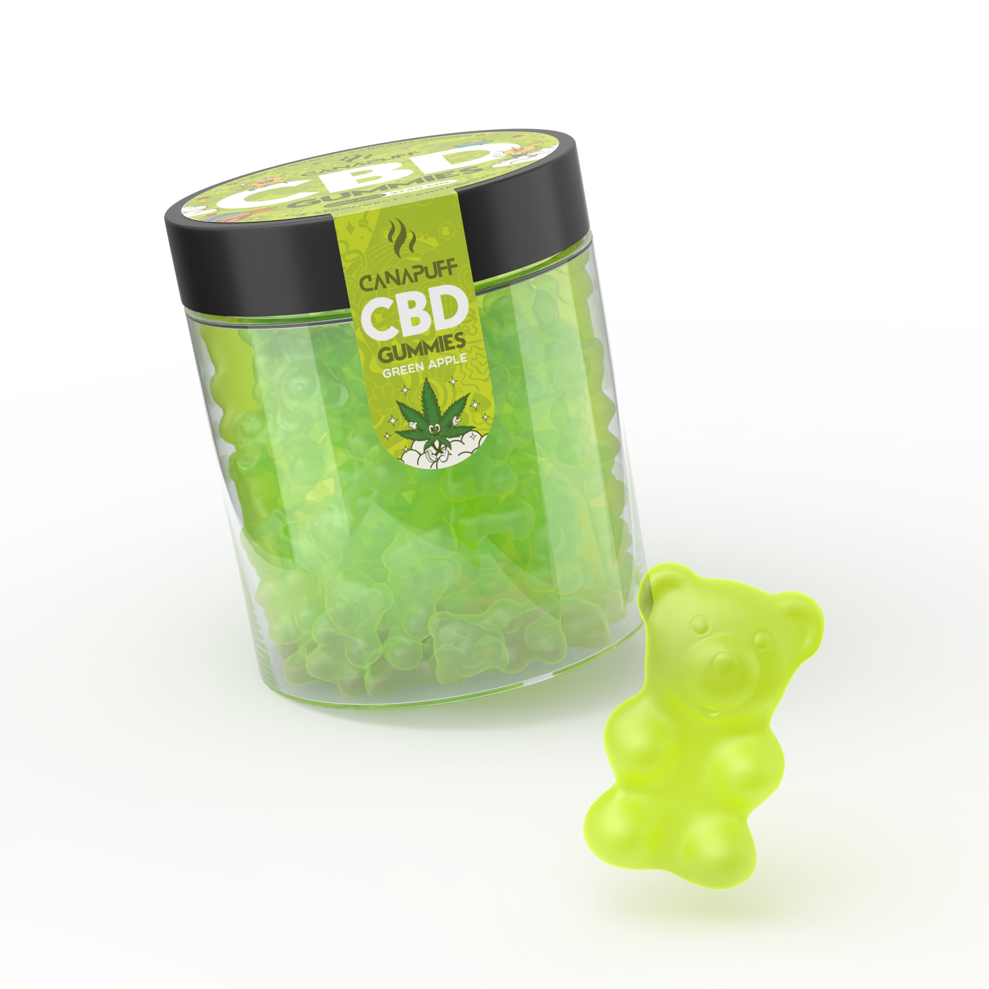 Canapuff - CBD-gumicukorkák - Zöld Alma