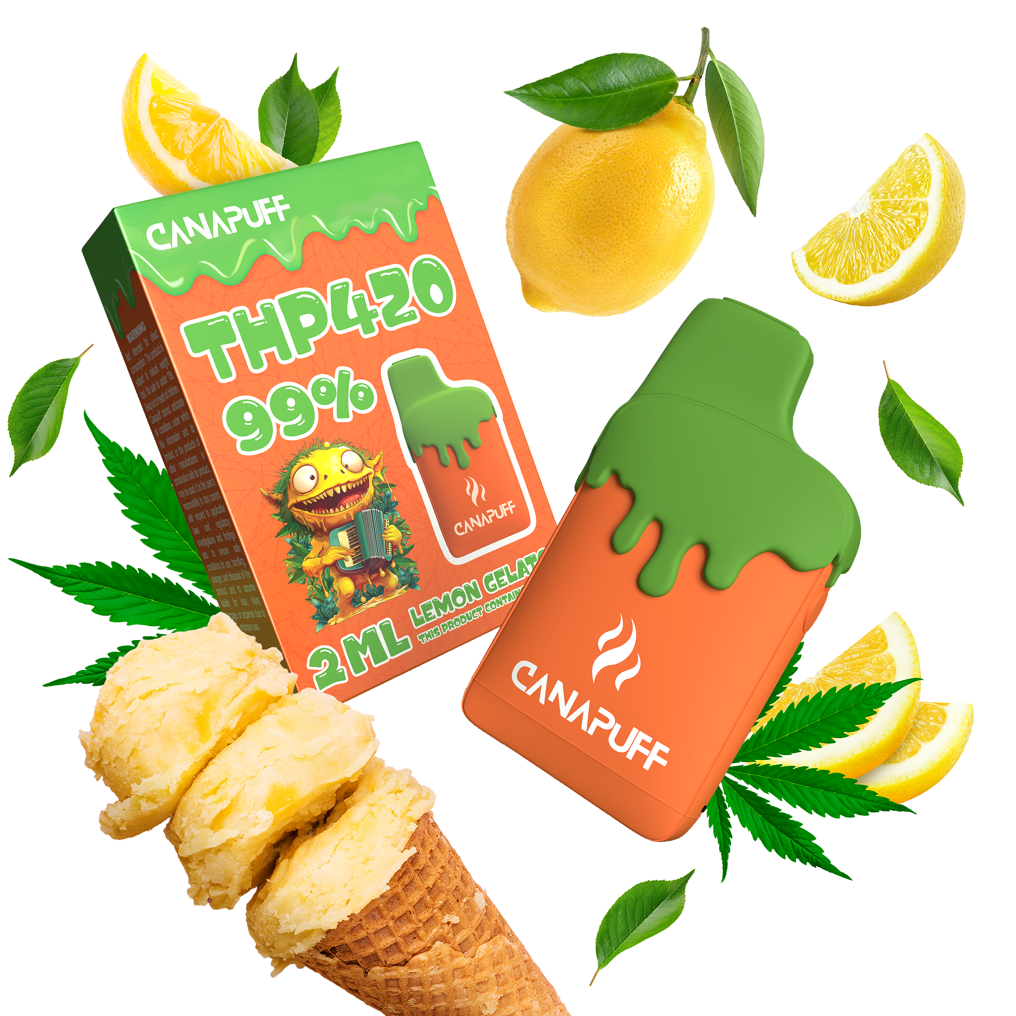 Lemon Gelato 99% THP420 - Canapuff - Vape - 2ml-Canapuff