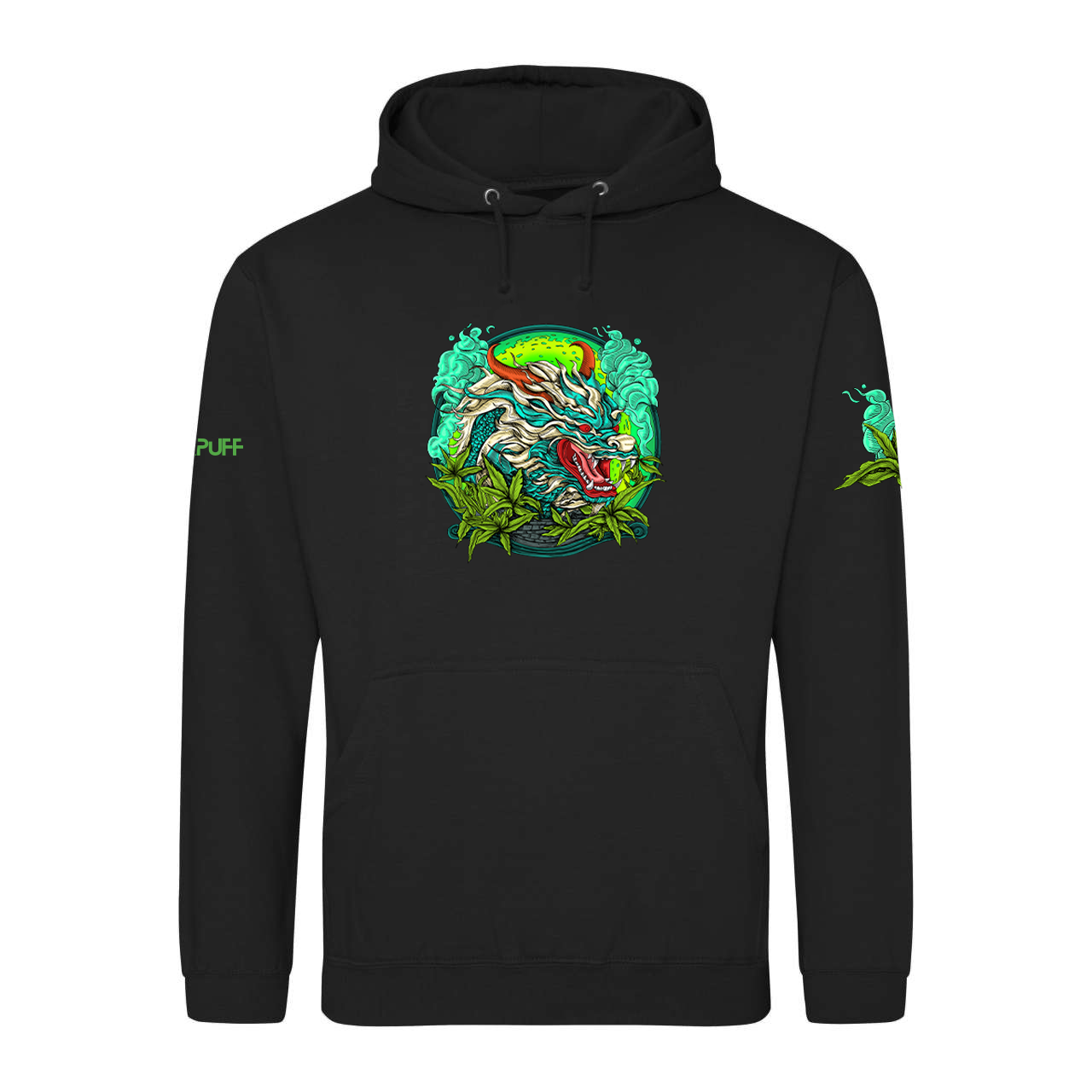 Μαύρο hoodie με κίτρινο λογότυπο Canapuff μπροστά