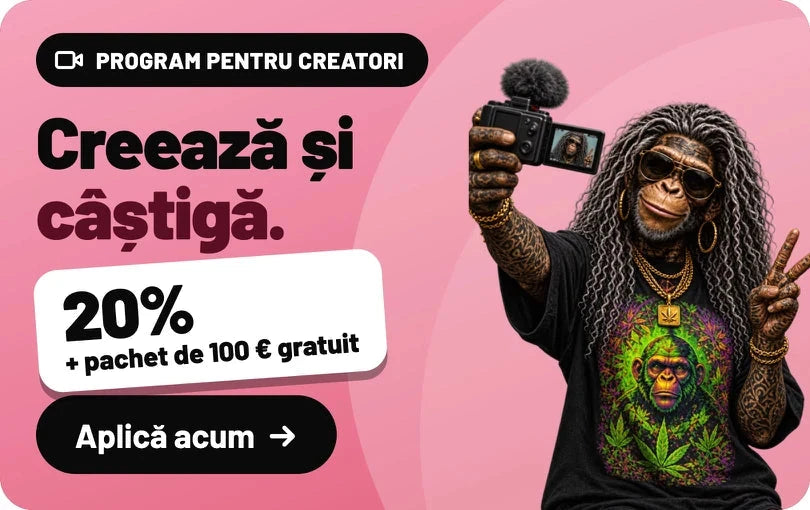 Program pentru creatori: Creează și câștigă. 20% + pachet de 100 € gratuit. Aplică acum