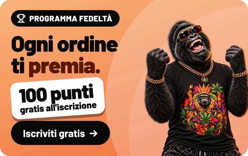 Programma fedeltà: Ogni ordine ti premia. 100 punti gratis all'iscrizione. Iscriviti gratis