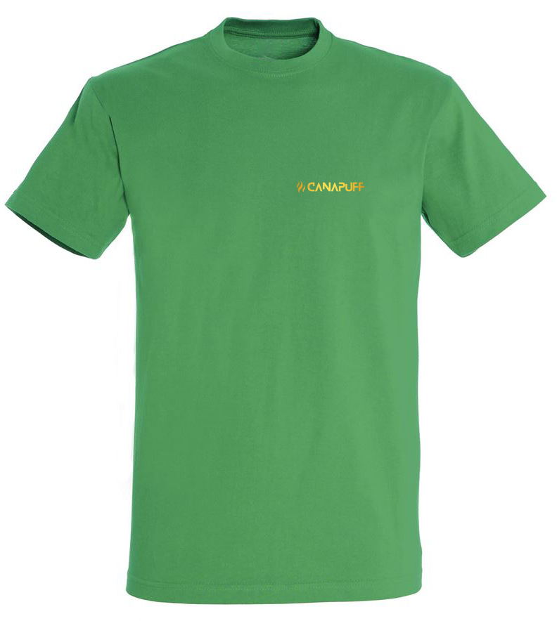 Zelené Canapuff T-Shirt se zlatým nápisem „canapuff“