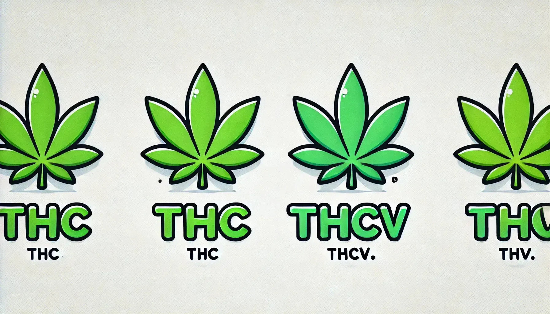 Надпис „THC vs THCV“ с листа от канабис в комиксов стил.