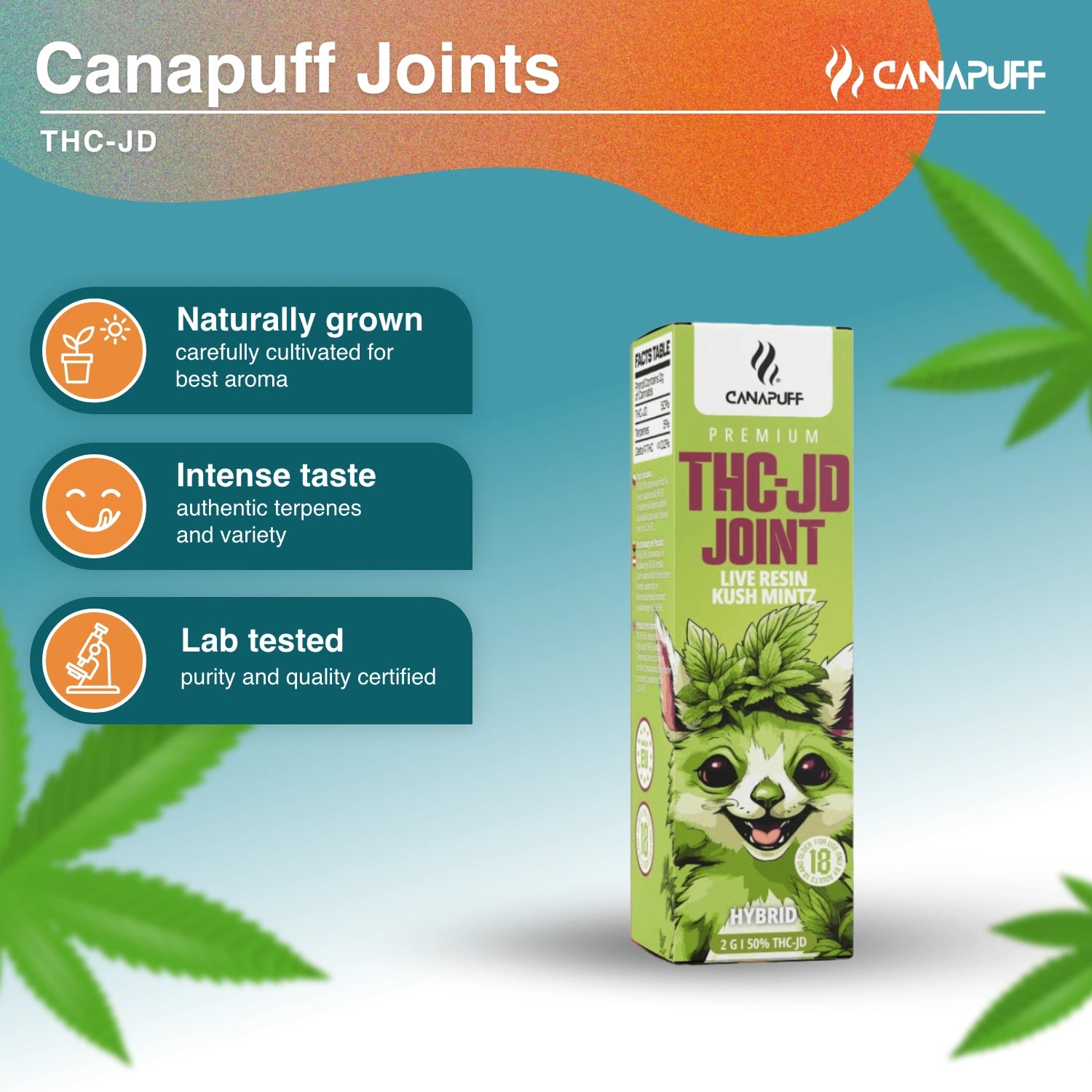 THC-JD Joint 50% Kush Mintz 2g - Canapuff