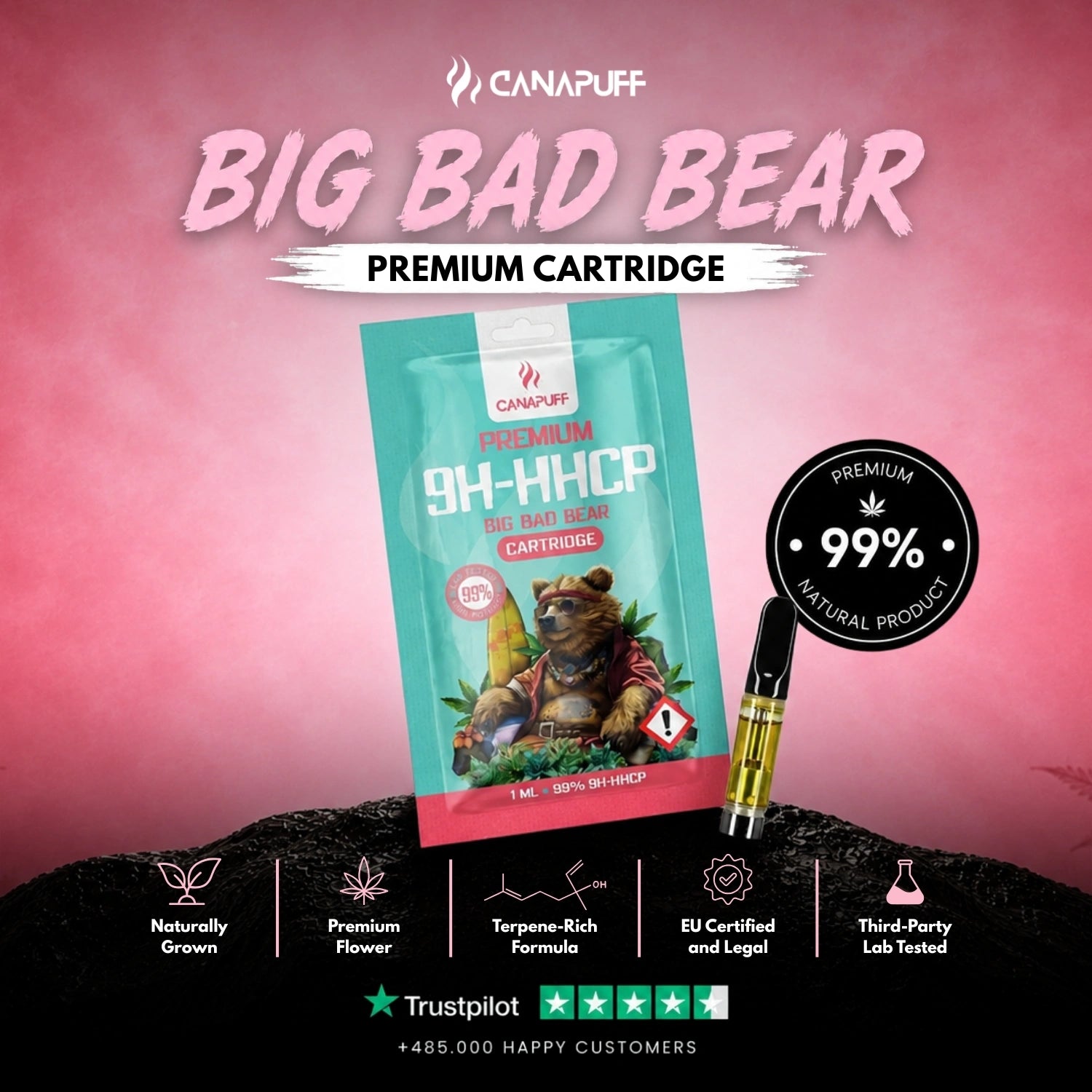 9H-HHCP Cartridge Big Bad Bear 99%