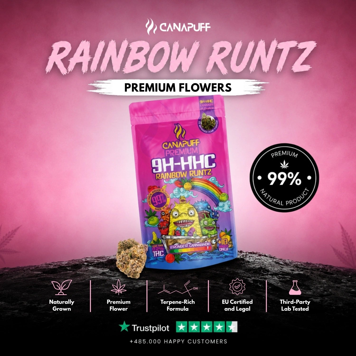 9H-HHC Άνθη Rainbow Runtz 99%