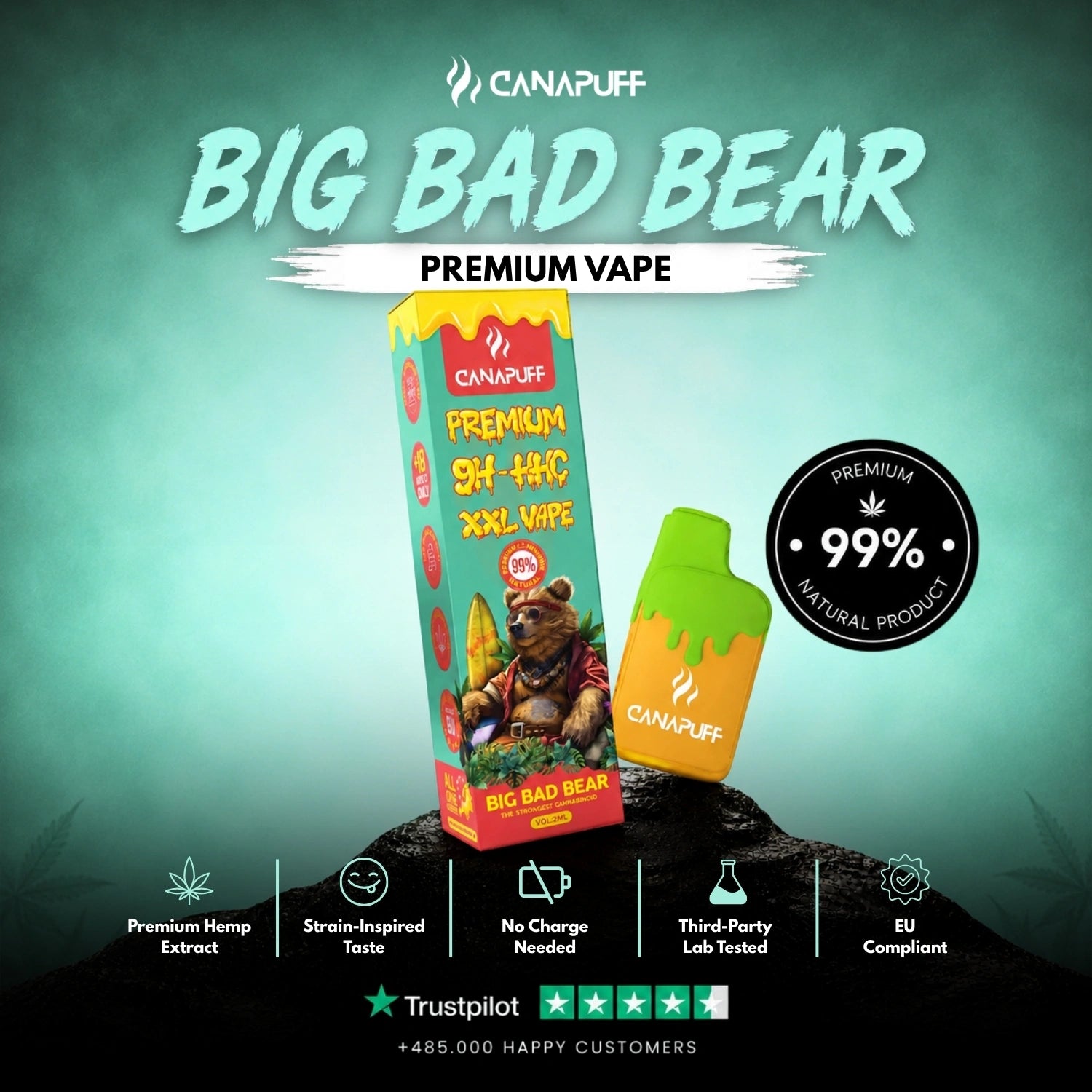 9H-HHC XXL Vape Big Bad Bear 99% 2 мл