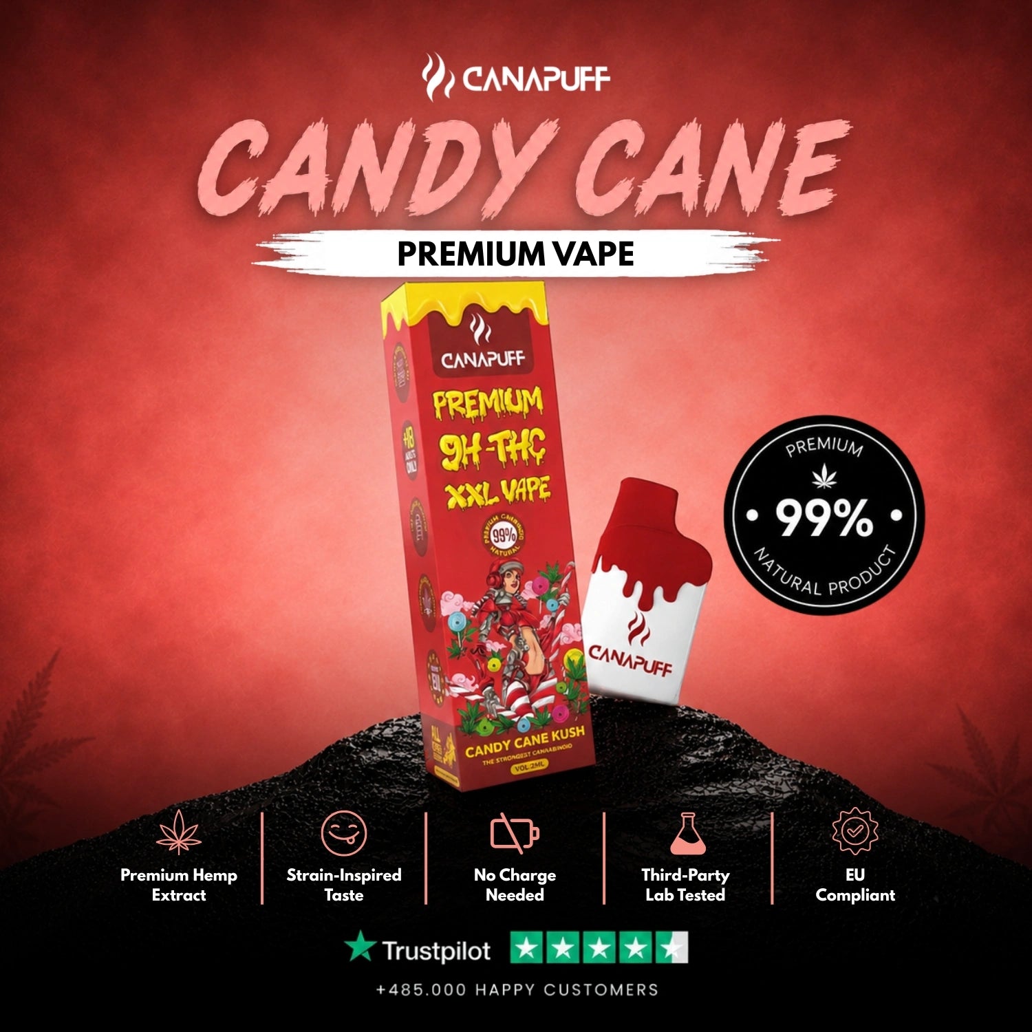 9H-THC XXL Vape Candy Cane Kush 99% 2 мл