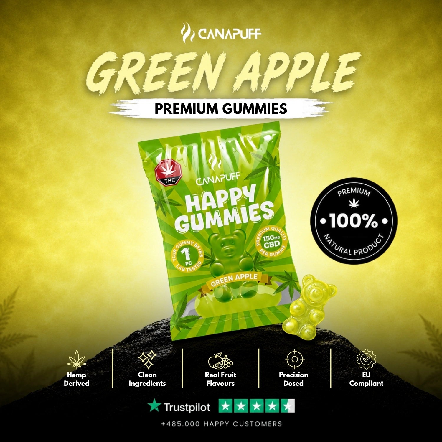 CBD Gummies Măr verde